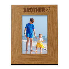 Oak Brother Picture Photo Frame Heart Gift Portrait