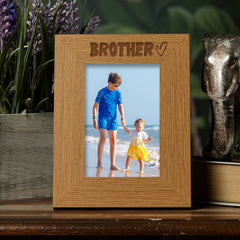 Oak Brother Picture Photo Frame Heart Gift Portrait