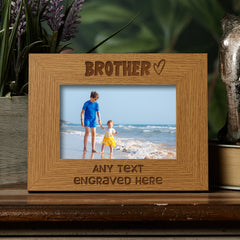 Oak Personalised Brother Picture Photo Frame Heart Gift