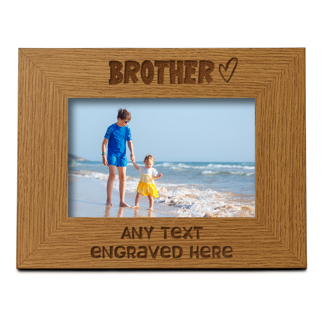 Oak Personalised Brother Picture Photo Frame Heart Gift