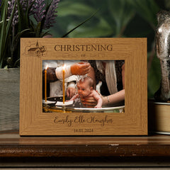 Personalised Christening Photo Picture Frame Landscape With Church Sketch