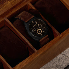 Personalised 4 Watches Solid Wood And Glass Watch Box Gift For Him