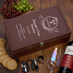 Personalised Luxury Two Bottle Wine Box Holder For Wedding Anniversaries