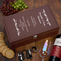 Personalised Luxury Two Bottle Wine Box Holder For Wedding Couple With Sentiment Keepsake Gift