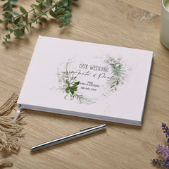 Personalised Wedding Gift Guest Book with Botanical Design