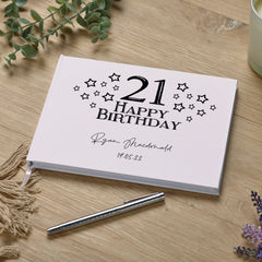 Personalised Any Age Happy Birthday Star Design Guest Book