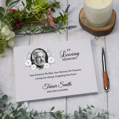 Personalised Funeral Memorial Condolence Remembrance Guest Book With Photo