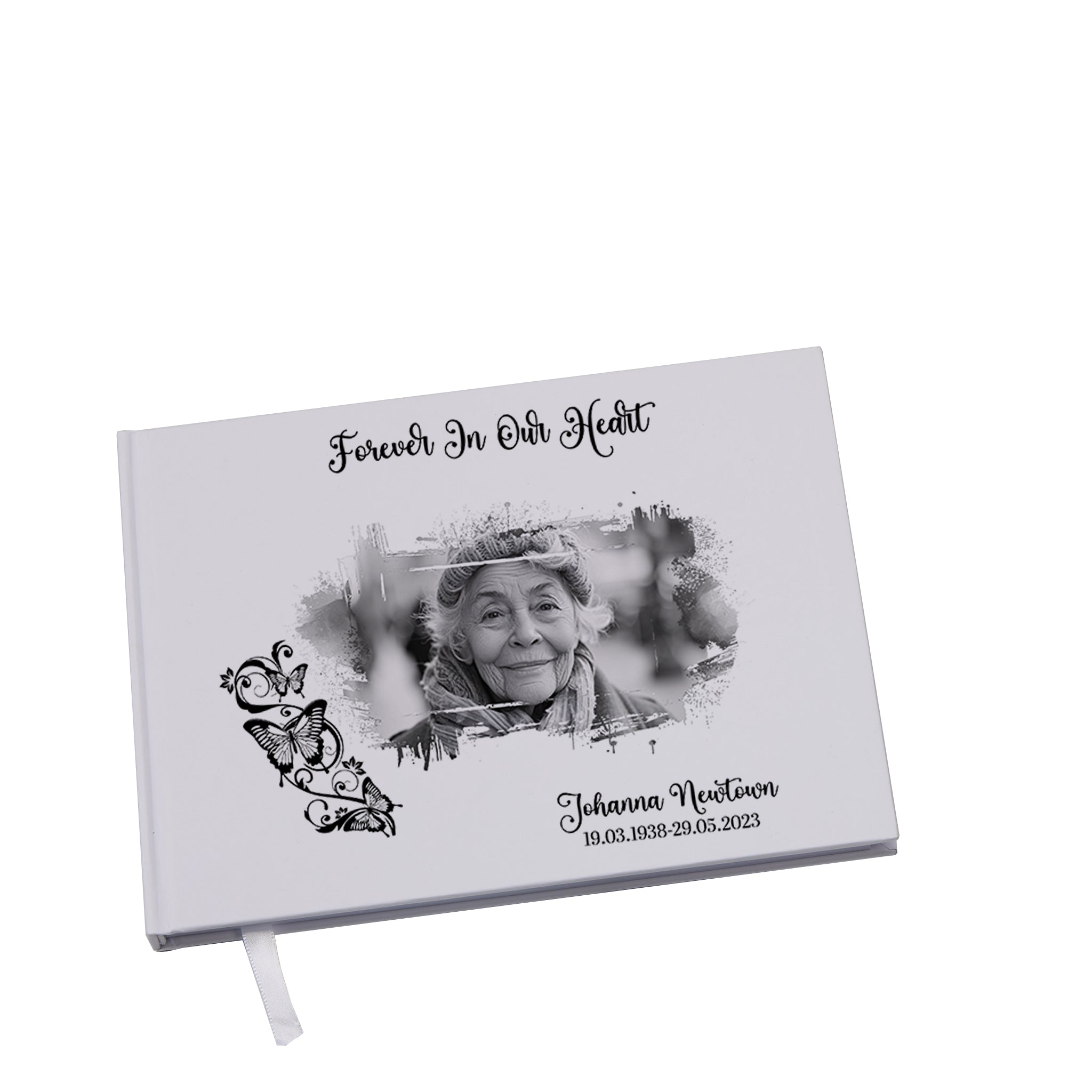 Personalised Photo Funeral Memorial Butterflies Condolence Remembrance Guest Book