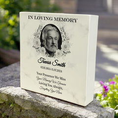 Personalised Graveside Decoration Floral Photo Frame Memorial Square