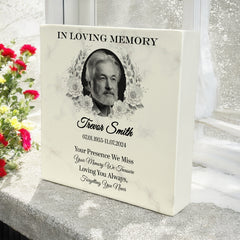 Personalised Graveside Decoration Floral Photo Frame Memorial Square