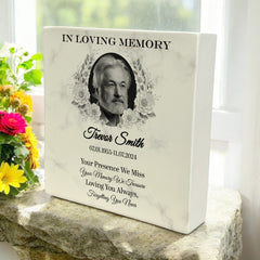 Personalised Graveside Decoration Floral Photo Frame Memorial Square