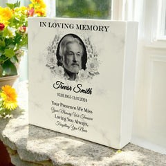 Personalised Graveside Decoration Floral Photo Frame Memorial Square