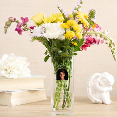 Personalised In Loving Memory Flower Vase Remembrance with Arched Photo