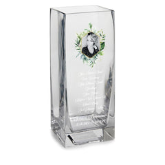 Personalised In Loving Memory Flower Vase Remembrance Green & Gold Frame