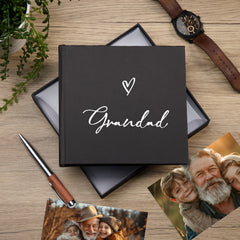 Grandad Black Photo Memory Album Gift With Heart