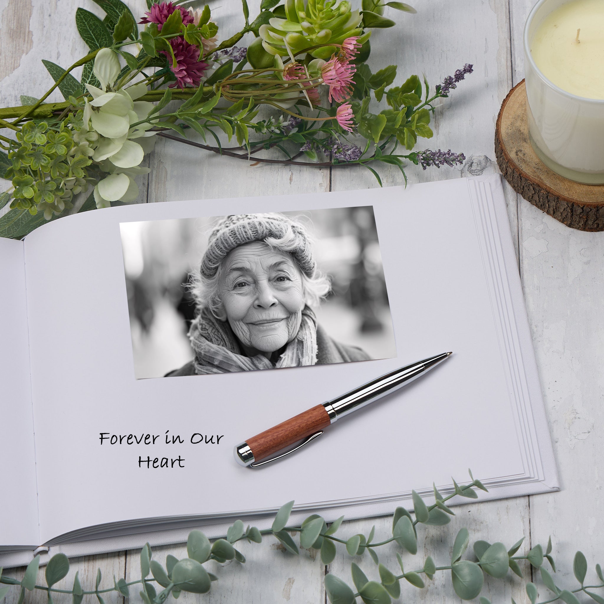 Large Personalised Photo Funeral Condolence Memorial Book With Butterflies