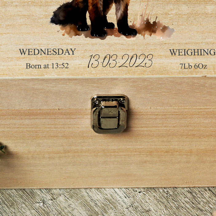 Personalised Large Baby Wooden Memories Keepsake Box Gift With Fox Cub