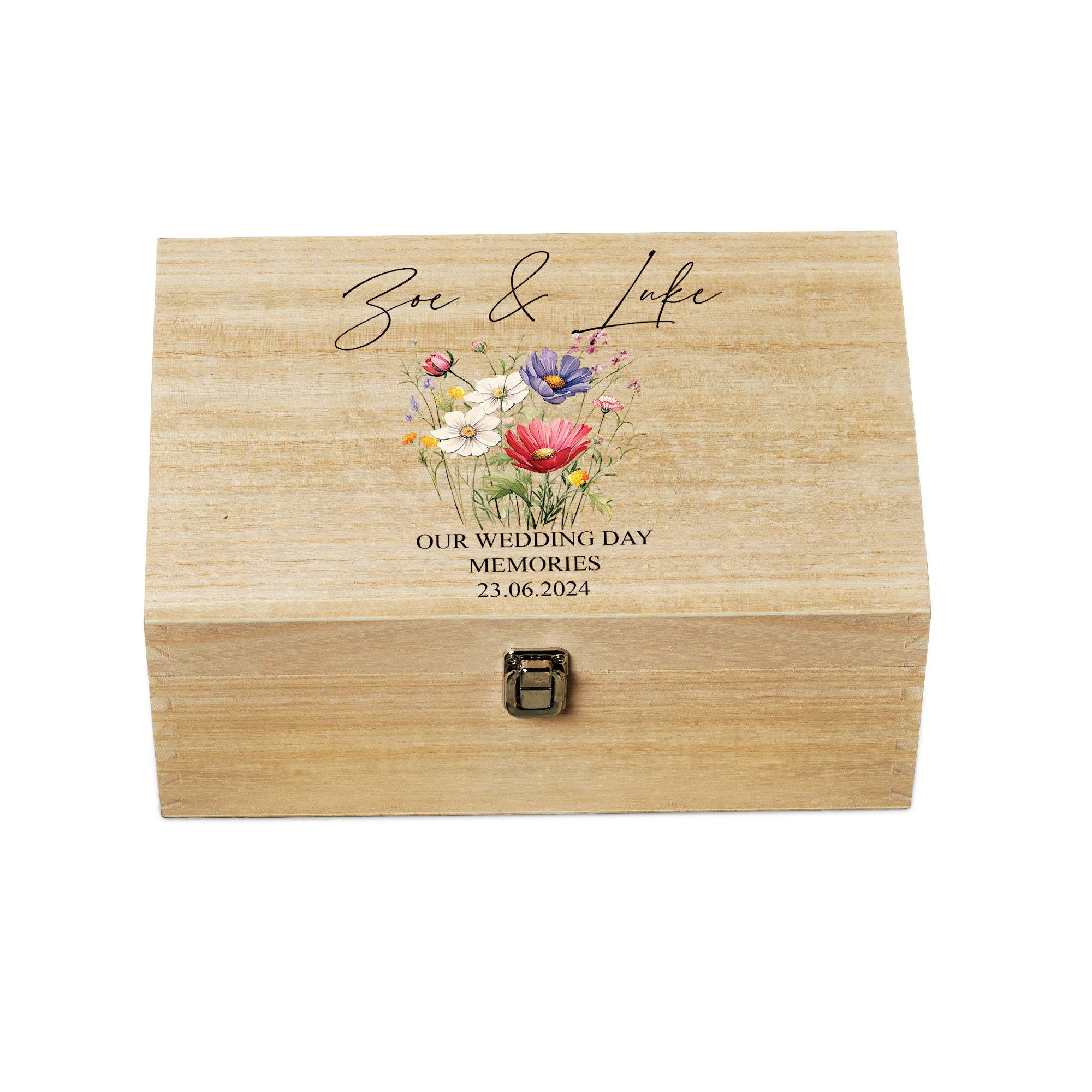 Personalised Large Wedding Memories Keepsake Box With Beautiful Flowers