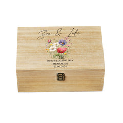 Personalised Large Wedding Memories Keepsake Box With Beautiful Flowers