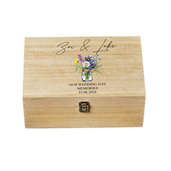 Personalised Large Wedding Memories Keepsake Box With Daisy Flower Vase