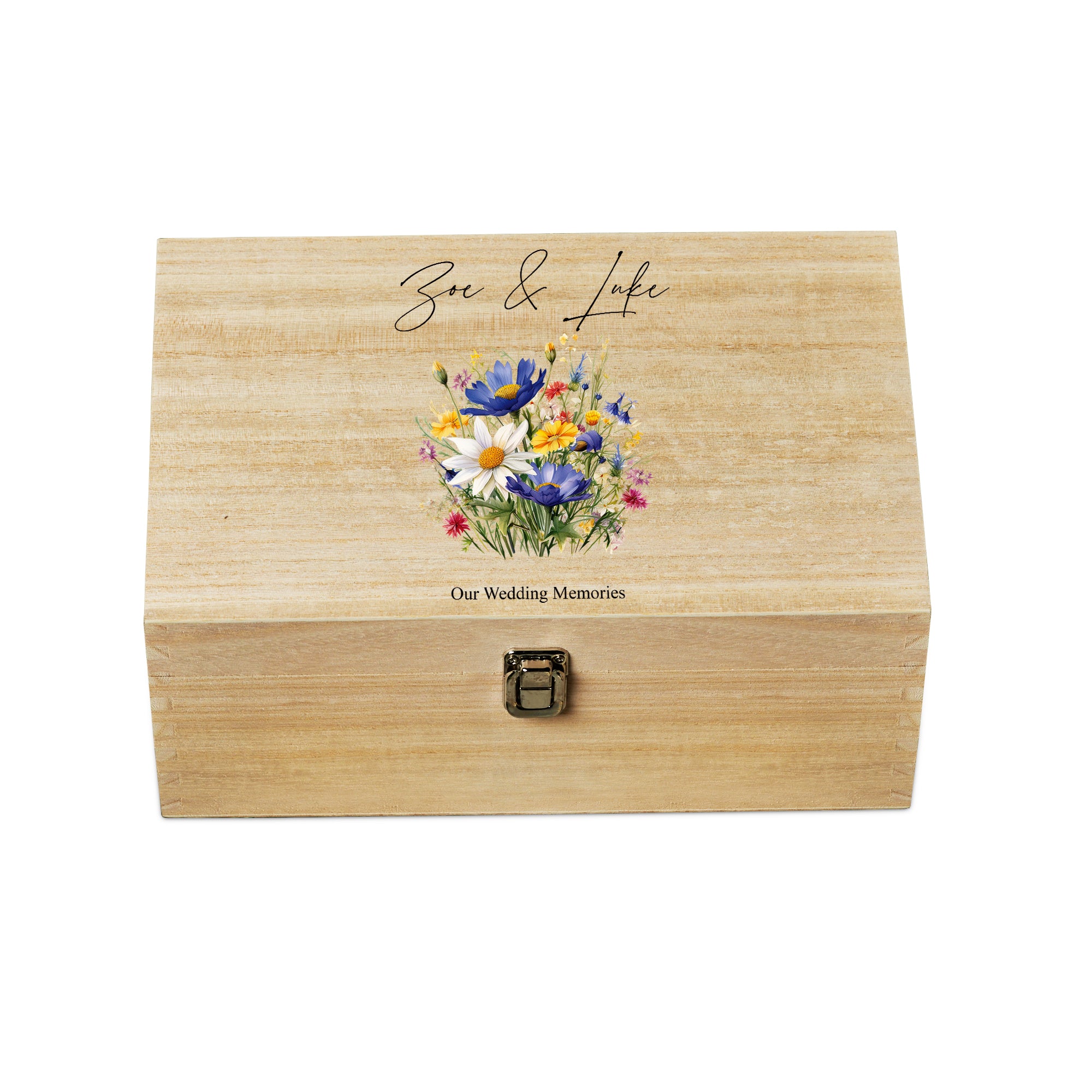 Personalised Large Wedding Memories Keepsake Box With Flower Bouquet