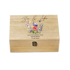 Personalised Large Wedding Memories Keepsake Box With Wildflowers