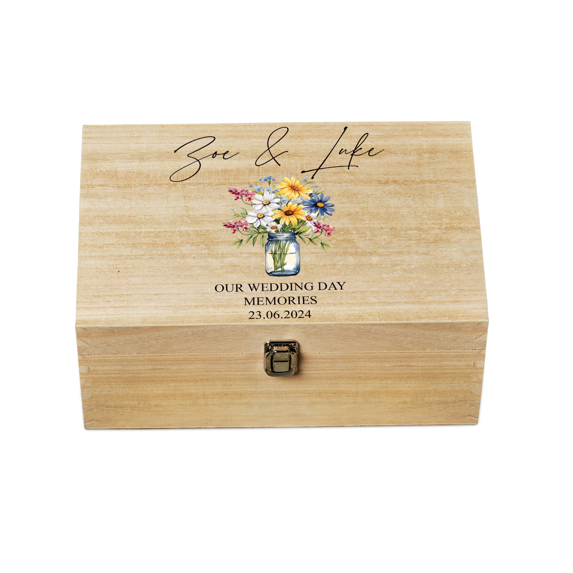 Personalised Large Wedding Memories Keepsake Box With Mixed Flower Vase