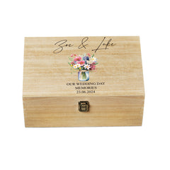 Personalised Large Wedding Memories Keepsake Box With Wildflower Vase