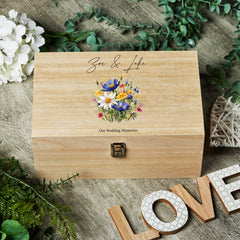 Personalised Large Wedding Memories Keepsake Box With Flower Bouquet