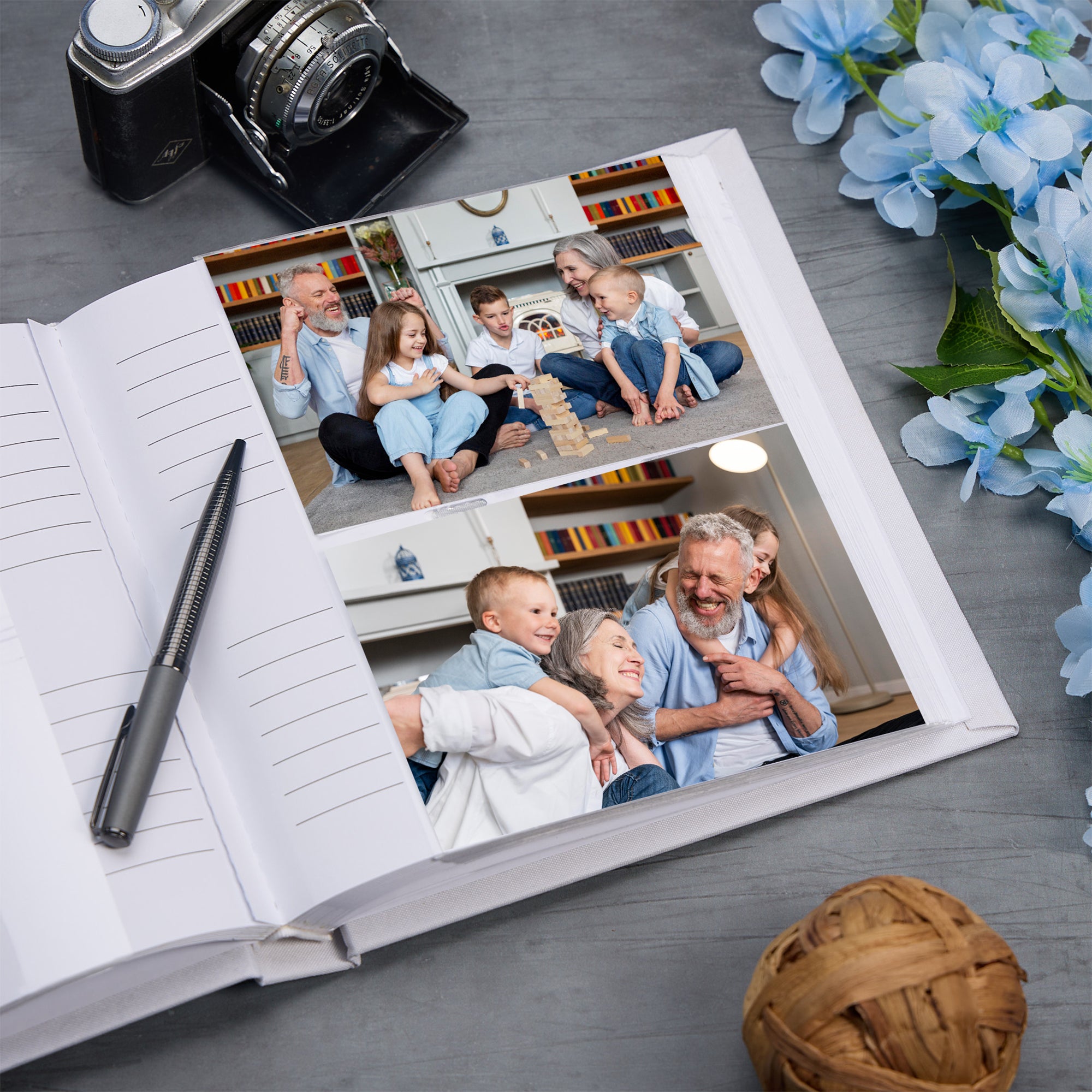 Large Book Bound Grandad Gift With Word Heart Photo Album