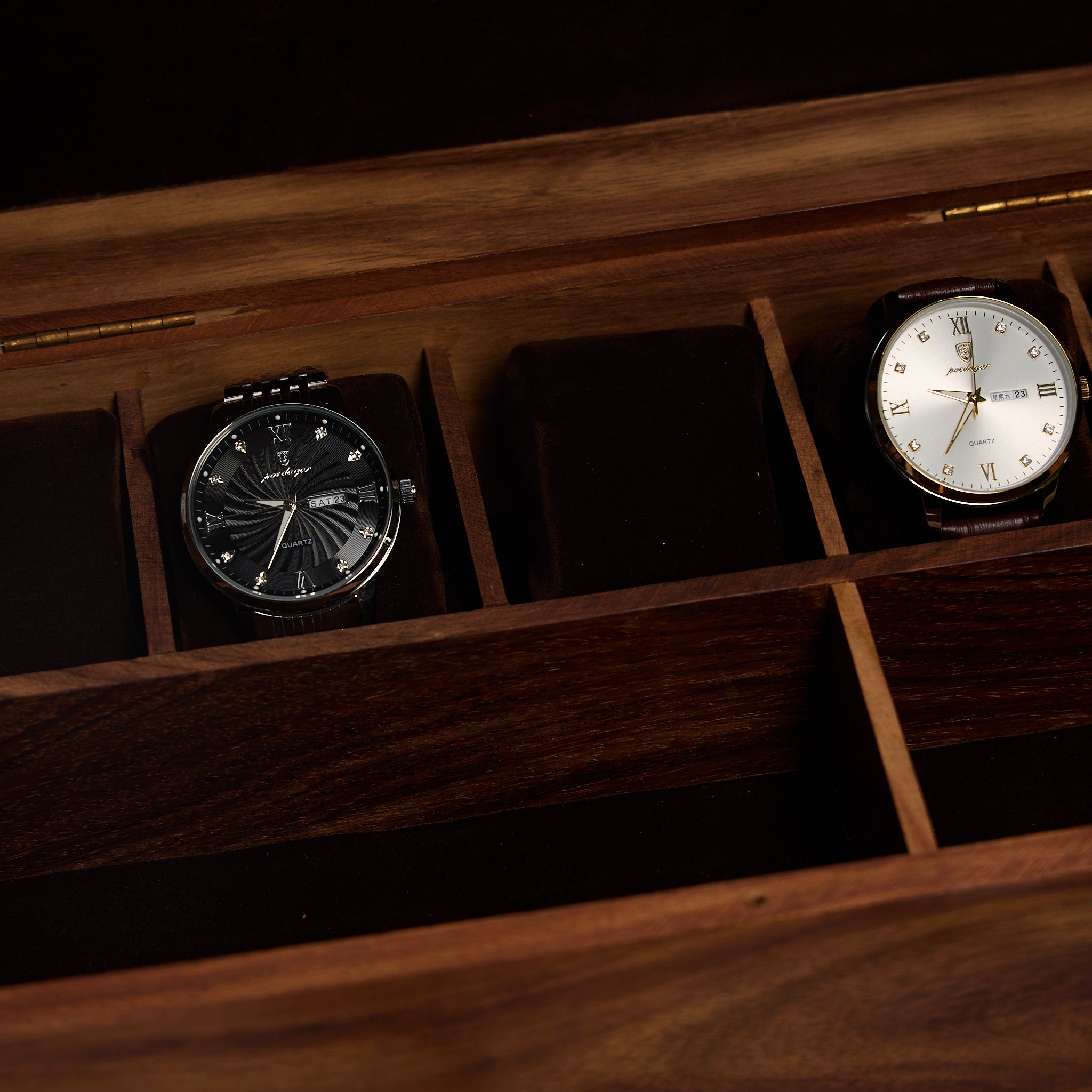 Personalised Large Solid Wood Watch and Storage Gift For Him