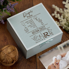 Personalised Baby Memories Keepsake Box With Elephant Multiple Colours