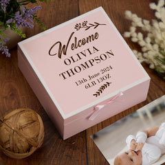 Personalised Baby Welcome Memories Keepsake Box With Multiple Colours