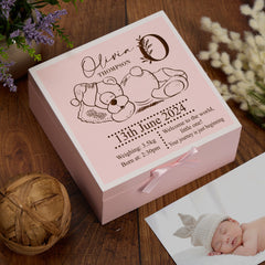 Personalised Sleeping Baby Bear Memories Keepsake Box With Multiple Colours