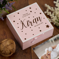 Personalised Baby Memories Keepsake Box With Multiple Colours and Stars