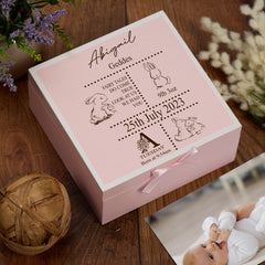 Personalised Baby Memories Keepsake Box With Rabbit Multiple Colours