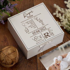 Personalised Baby Memories Keepsake Box With Elephant Multiple Colours