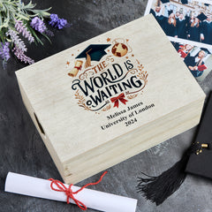 Personalised Large Graduation Keepsake Box The World Is Waiting