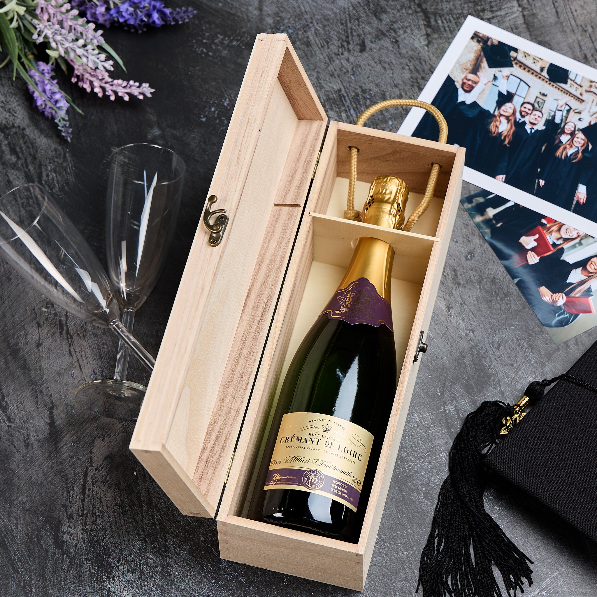 Personalised Male Graduation Wooden Wine or Champagne Box