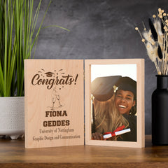 Personalised Congrats Graduation Photo Book Frame Solid Oak Wood Gift