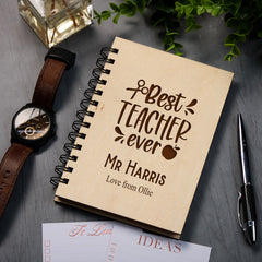 Personalised Wooden Teacher Gift Notebook Best Ever