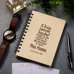 Personalised Wooden Teacher Gift Notebook Truly Amazing