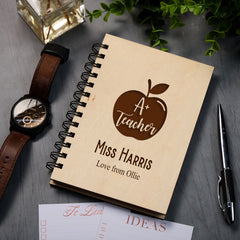 Personalised Wooden A+ Teacher Gift Notebook