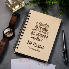 Personalised Wooden Teacher Gift Notebook Touches A Heart