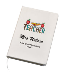 Personalised Teacher Gift Leatherette Notebook With Apple