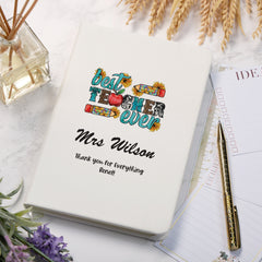 Personalised Best Teacher Gift Leatherette Notebook