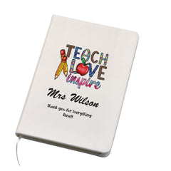 Personalised Teacher Gift Leatherette Notebook Love and Inspire