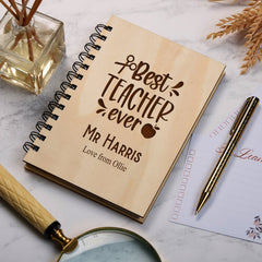 Personalised Wooden Teacher Gift Notebook Best Ever