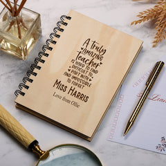 Personalised Wooden Teacher Gift Notebook Truly Amazing