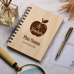 Personalised Wooden A+ Teacher Gift Notebook